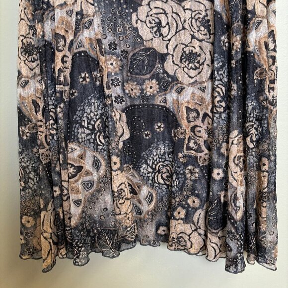 Coldwater Creek Women Midi Skirt Sz L Pull On Dark Floral Cottagecore Whimsigoth - Picture 4 of 10